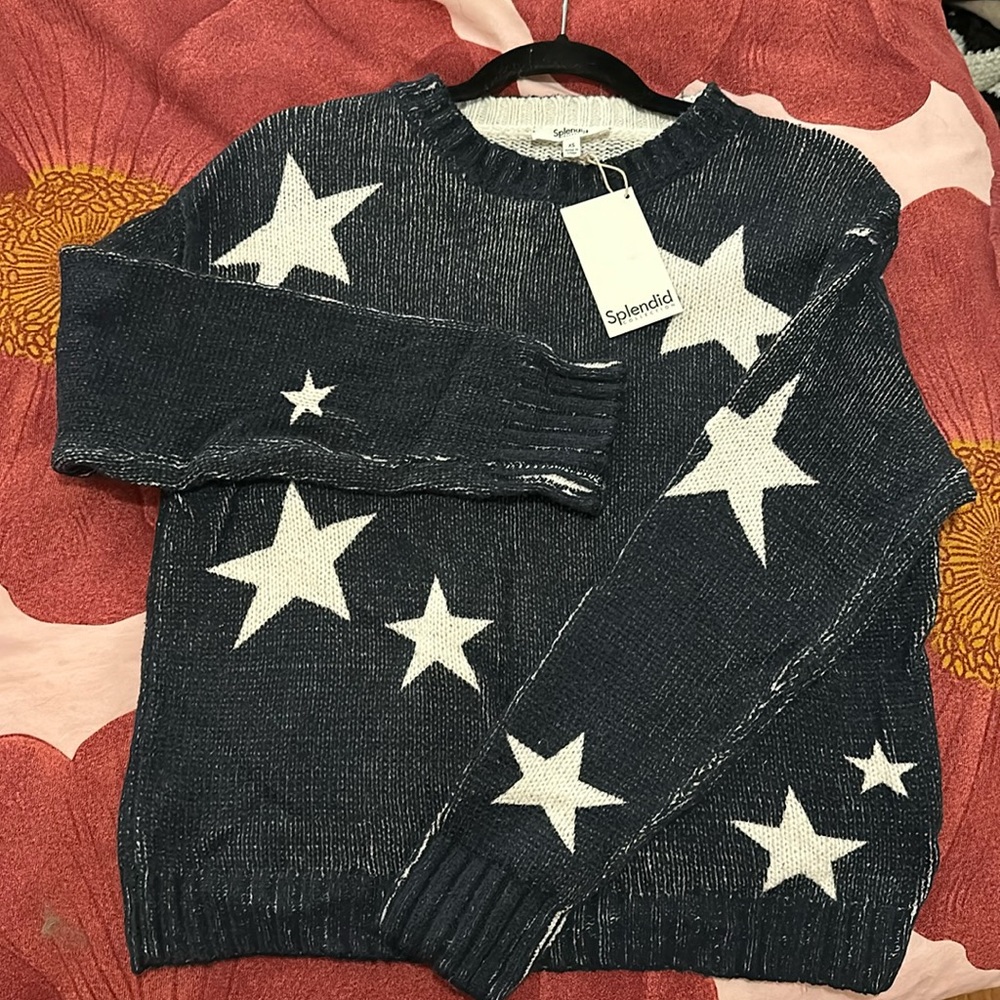 Splendid Knit Sweater - XS - navy/cream